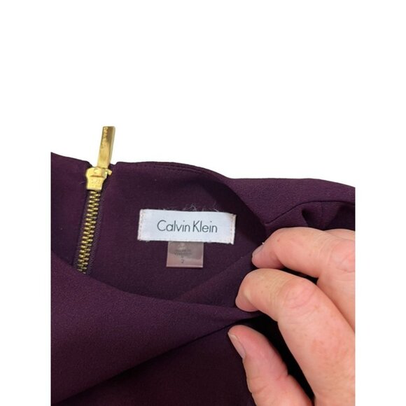 Calvin Klein dress women's 2 purple sheath sleeveless knee length high neck - Picture 2 of 7